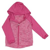 Tmavorůžovo-melírovaná sportovní propínací mikina se srdcem a kapucí Topolino