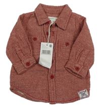 Nové - Červená pruhovaná košilová bunda Pumpkin patch