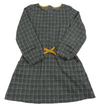 Tmavošedo-bílo-zlaté kostkované šaty Okaidi