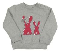 Šedá melírovaná mikina s králíky s flitry