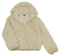 Béžová kožešinová podšitá bunda s kapucí Kiabi