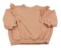 Starorůžová oversize mikina s volánky s madeirou Next