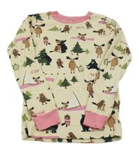 Béžové triko s lesními zvířaty a stromky