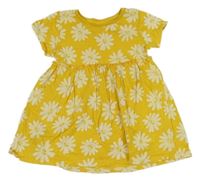 Hořčicové květované bavlněné šaty Matalan