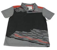 Černo-šedé sportovní polo tričko se vzorem