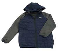 Tmavomodro-tmavošedá šusťákovo/softshellová bunda s kapucí Jack & Jones