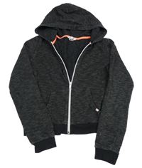Černá melírovaná propínací crop mikina s kapucí H&M