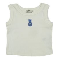 Smetanový žebrovaný crop top s ananasem C&A