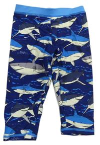Tmavomodro-béžové UV kalhoty se žraloky Miniclub
