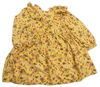 Okrové květované šaty s volánkem Matalan