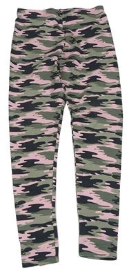 Khaki-růžové army legíny Primark