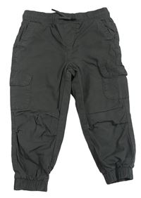 Tmavošedé plátěné podšité cuff kalhoty Primark