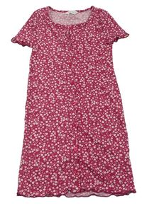 Růžovo-bílé květované žebrované propínací šaty Primark