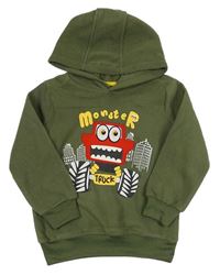 Khaki fleecová mikina s truckem a kapucí Kiki&Koko