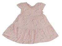 Světlerůžové bavlněné šaty s jednorožci Matalan