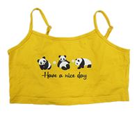 Žlutý crop top s pandami Shein