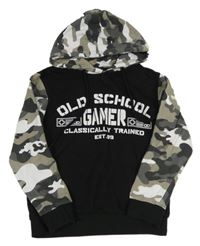 Černá mikina s army rukávy a kapucí 