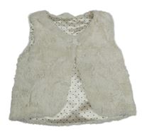 Bílá kožešinová podšitá vesta zn. H&M