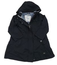 Tmavomodrá šusťáková jarní parka s kapucí 