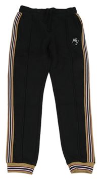 Černé tepláky s béžovým pruhem River Island