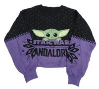 Černo-fialový crop svetr s Yodou H&M