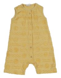 Žlutý vzorovaný kraťasový overal F&F