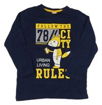 Tmavomodré triko s nápisem a lišákem Kiki&Koko