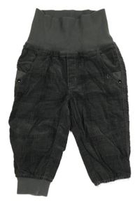 Tmavomodré kostkované manšestráky s úpletovým pasem H&M