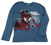 Tmavomodré triko se Spidermanem z flitrů Marvel