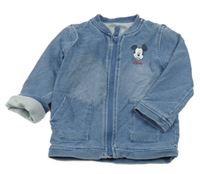 Modrá podšitá propínací mikina riflového vzhledu s Mickeym George