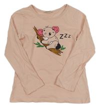 Světlerůžové triko pyžamové triko s koalou kids