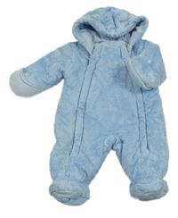Modrá chlupatá zateplená kombinéza s kapucí George