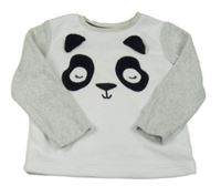 Bílo-šedé fleecové pyžamové triko s pandou Primark