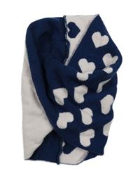 Tmavomodro-růžový pletený nákrčník se srdíčky 