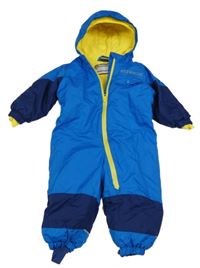 Modro-tmavomodrá šusťáková zimní kombinéza s kapucí Lupilu