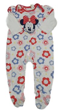 Nové - bílo-červeno-modrý květovaný overal s Minnie disney