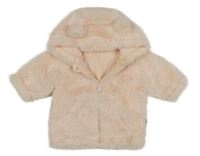 Světlerůžový kožešinový podšitý kabátek s kapucí 