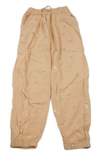 Meruňkové lehké kalhoty se zlatými palmami 