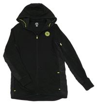 Černá propínací mikina s šusťákovými prvky a kapucí F&F