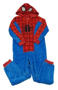 Modro-červená chlupatá kombinéza s kapucí - Spiderman 