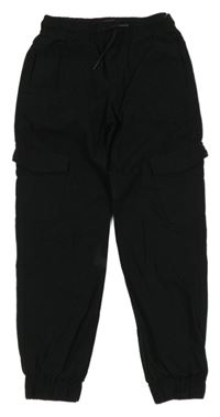 Černé plátěné cuff kalhoty s kapsami Denim Co.