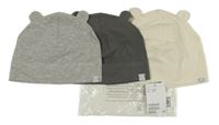Nové - 3x čepice - šedá + tmavošedá + bílá H&M
