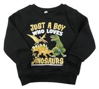 Černá mikina s dinosaury 