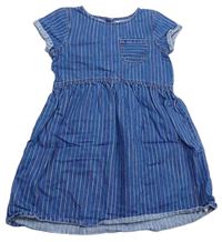 Modro-barevné pruhované riflové šaty s kapsou Next