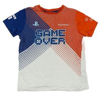 Bílo-červeno-tmavomodré tričko s nápisem - PlayStation Next