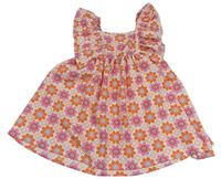 Bílo-růžovo-oranžové květované šaty Matalan