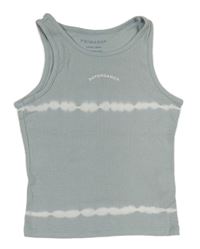 Šedomodro-bílý pruhovaný žebrovaný top s nápisem Primark