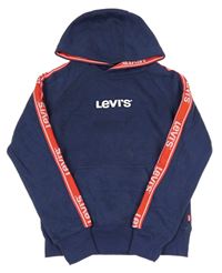 Tmavomodro-červená mikina s logem a kapucí Levi´s