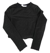 Černé třpytivé crop triko H&M