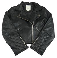 Černý koženkový crop křivák River Island